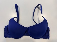 Aerie Blue Lace Trim Bra Size 34C Lightly Lined Adjustable Straps