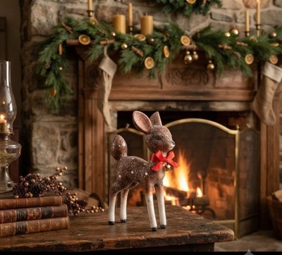 Primitive Christmas Ragon House Retro 9.75'' Brown Deer Figurine