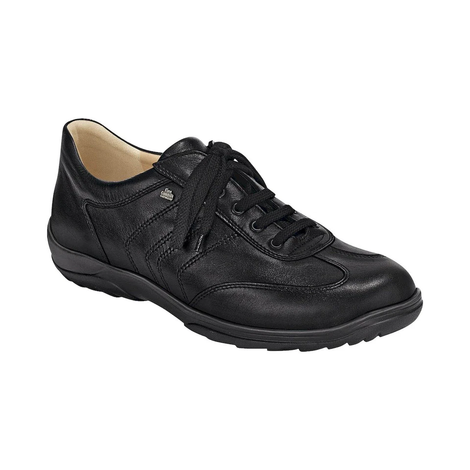 Finn Comfort Syracuse Noir Chaussures À Lacets En Cuir Semelle Fixe - Photo 1/1