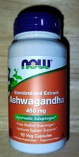 Now Foods Ashwagandha 450 mg 90 Veg Capsules, Expires 01/2028