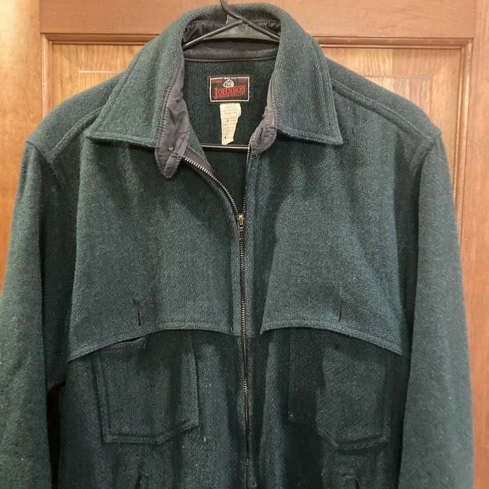 Johnson Woolen Mills Double Cape Jac Shirt Spruce Green Cruiser Men's Med READ - Image 2 of 4