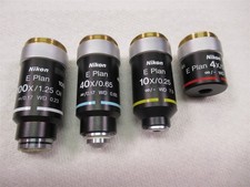 Nikon E Plan Microscope Objective Lenses Lot of 4 100x Oil 40x 10x & 4X Eclipse