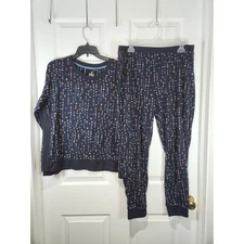 Women's sz L Blue Long Sleeved 2 Piece Pajama Lounge Set by Cuddl Duds