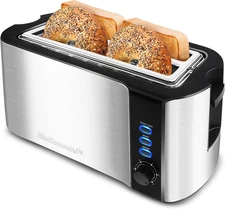 ECT-3100 Long Slot 4 Slice Toaster, Reheat, 6 Toast Settings, Defrost, Cancel Fu
