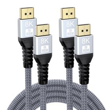 8K DisplayPort Cable 12FT 2-Pack, Display Port 1.4 Cable 12 Feet DP to DP Cor...