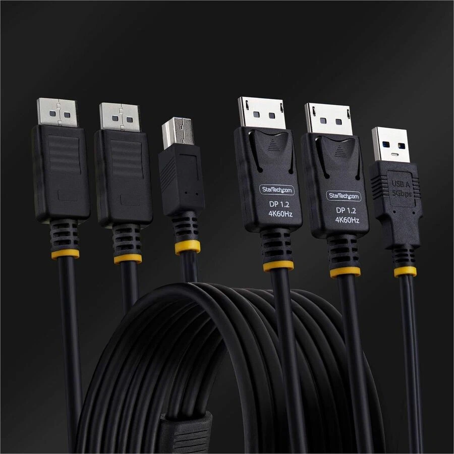 StarTech.com 6ft [1.8m] Dual-DisplayPort and USB 5Gbps KVM Cable, Up to 4K 60Hz, - Image 4 of 4