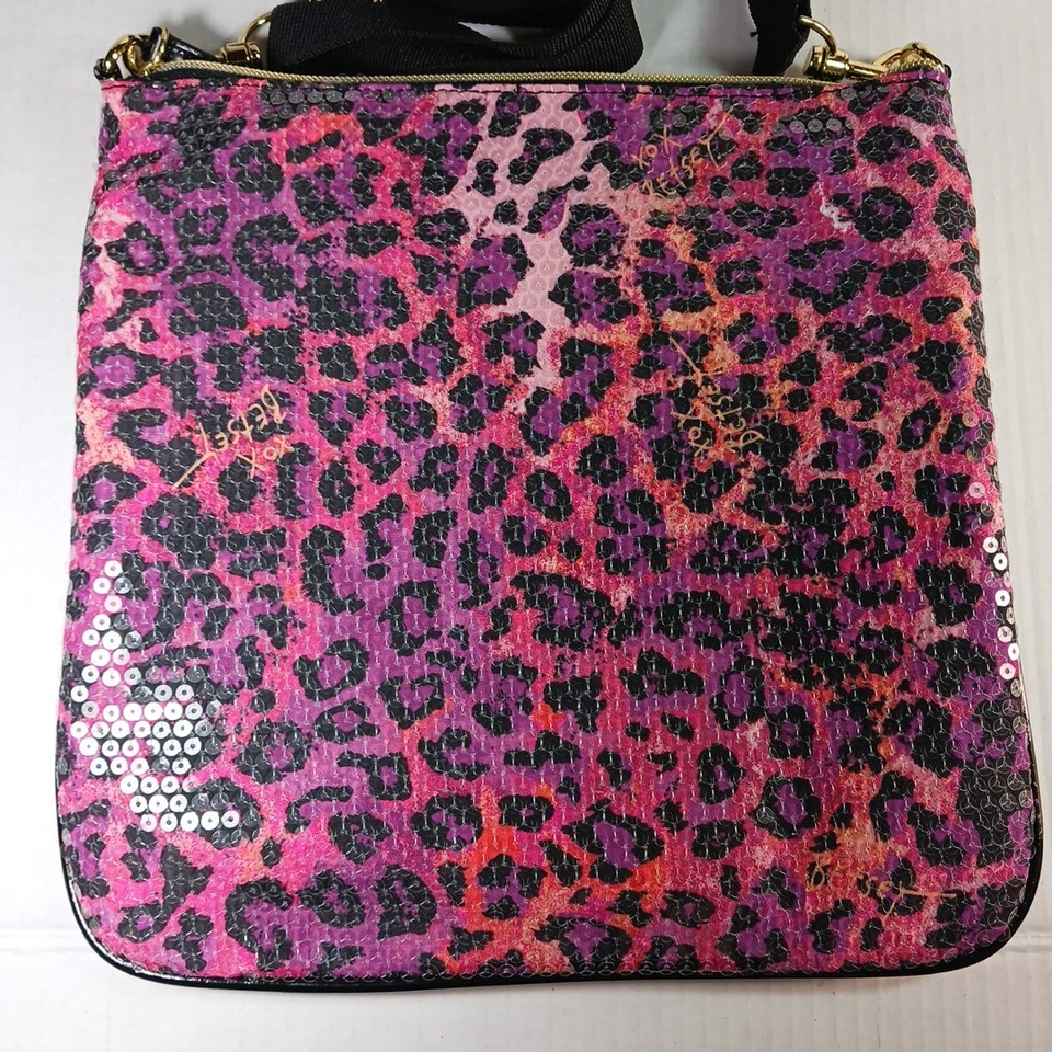 NEW Betsey Johnson Sequined Leopard Cheetah Crossbody Shoulder Bag 11 x 11  - Image 3 of 4