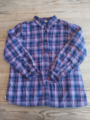LL Bean Fleece Lined Shacket Flannel Plaid Button Up Violet Womens Sz Medium