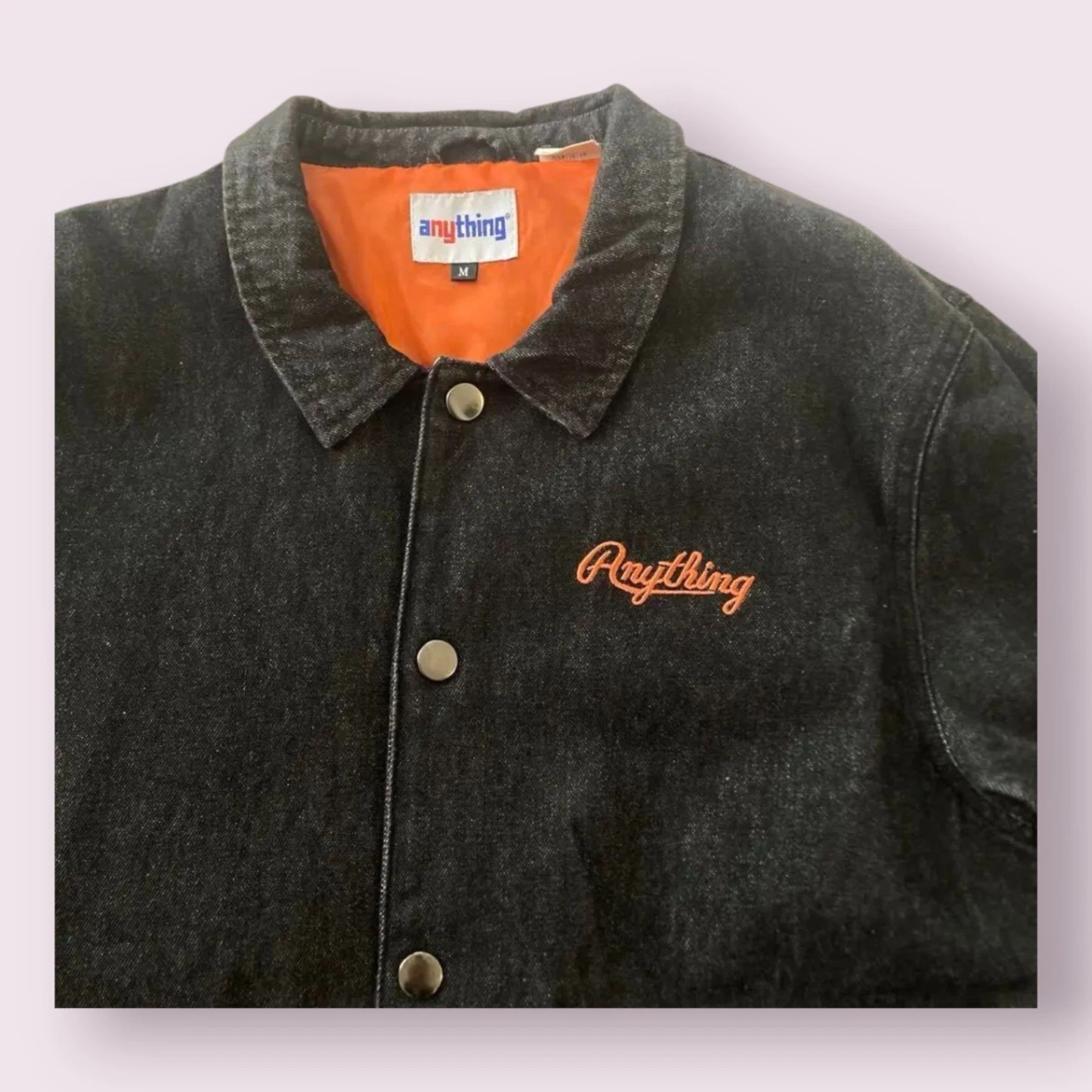 Veste d'entraîneur en jean noir logo brodé Anything 00S