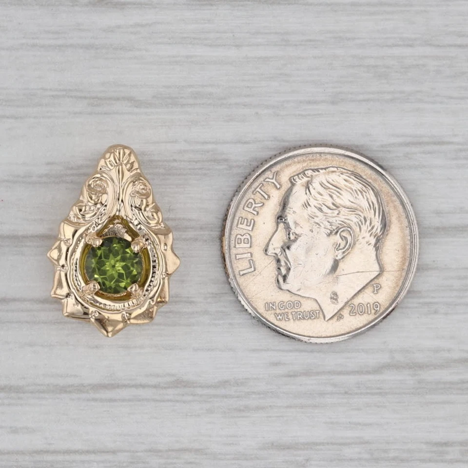 Old Victorian 0.50ct Peridot Slide Bracelet Charm 14k Yellow Gold Vintage - Image 4 of 4