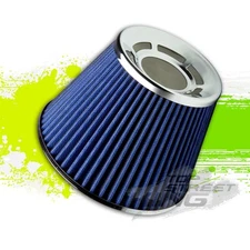 TAPERED CONE DRY COTTON GAUZE HIGH FLOW INTAKE UNIVERSAL AIR FILTER 3"INLET BLUE