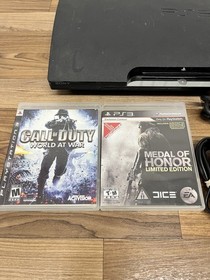 Sony PlayStation 3 PS3 Slim Console 160GB (2501A) w/Controller, Cables, Games LO