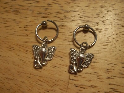 *PAIR* ELEPHANT Cartilage Piercing Captive Ring Tragus Earring 14g 16g 