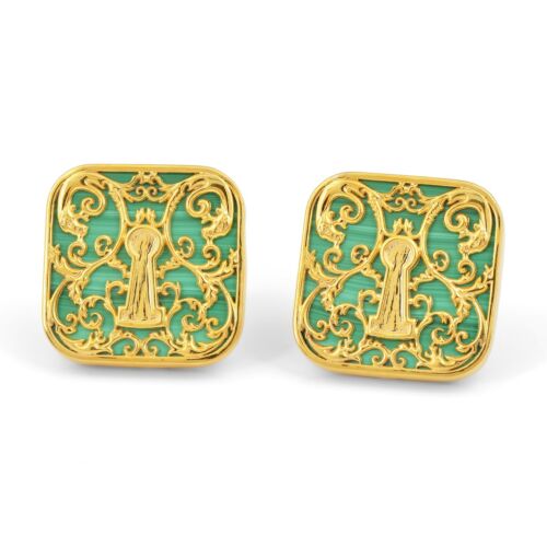 Gemme gemme onice malachite verde placcato oro argento sterling gioielli - Foto 3 di 7