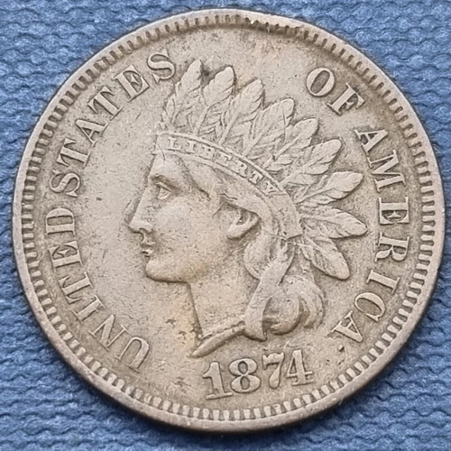 1874 Indian Head Cent 1c Better Grade VF - XF #56572