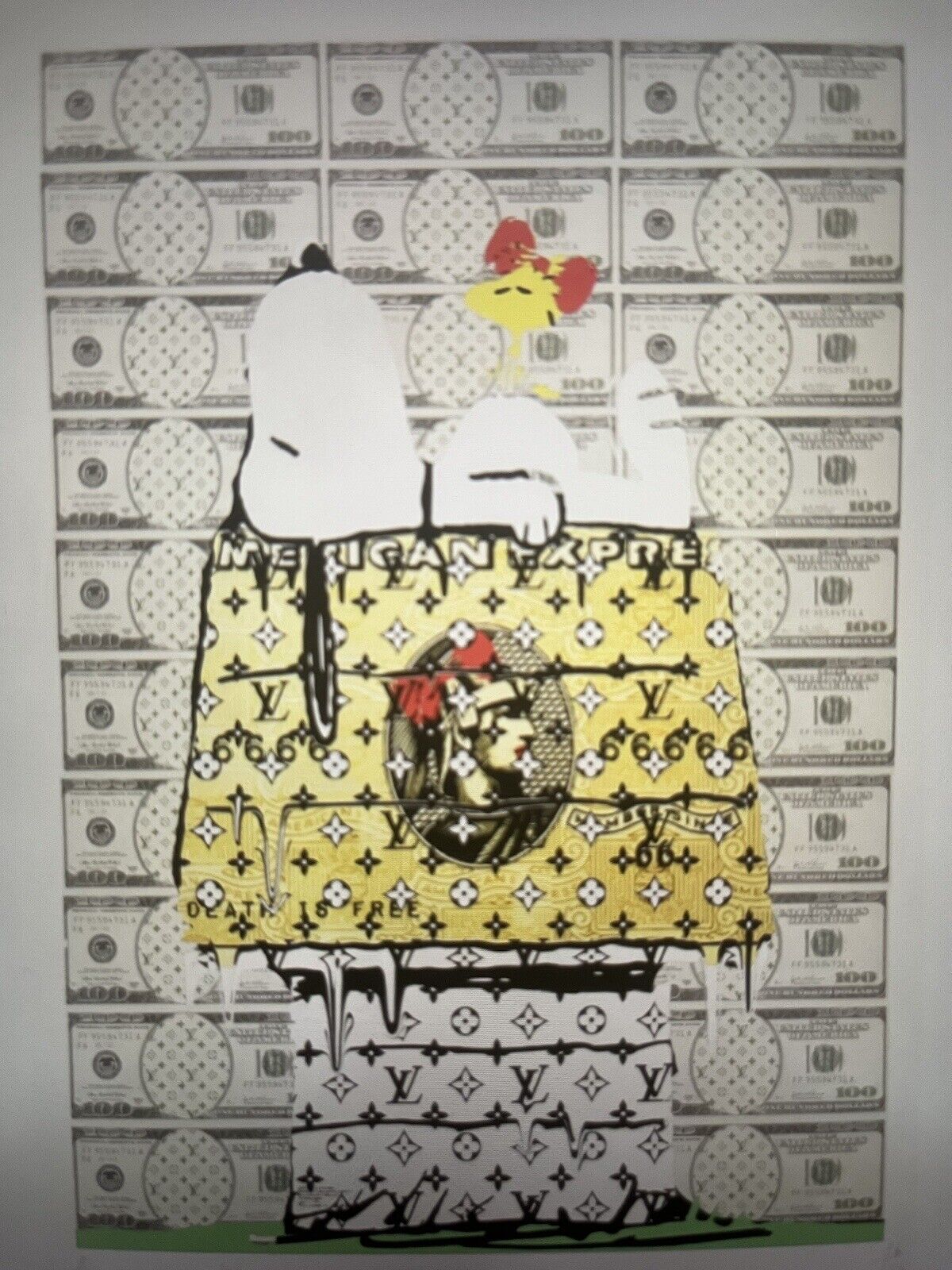 Death NYC Pop Art Graphic Print of Snoopy with Woodstock and Louis Vuitton,  2020