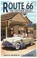 Route 66 Santa Monica California, Gas Station, The Mother Road - Modern Postcard