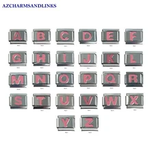 Italian Charms Pink Letters A-Z Italian Modular Charm Links for your Bracelet