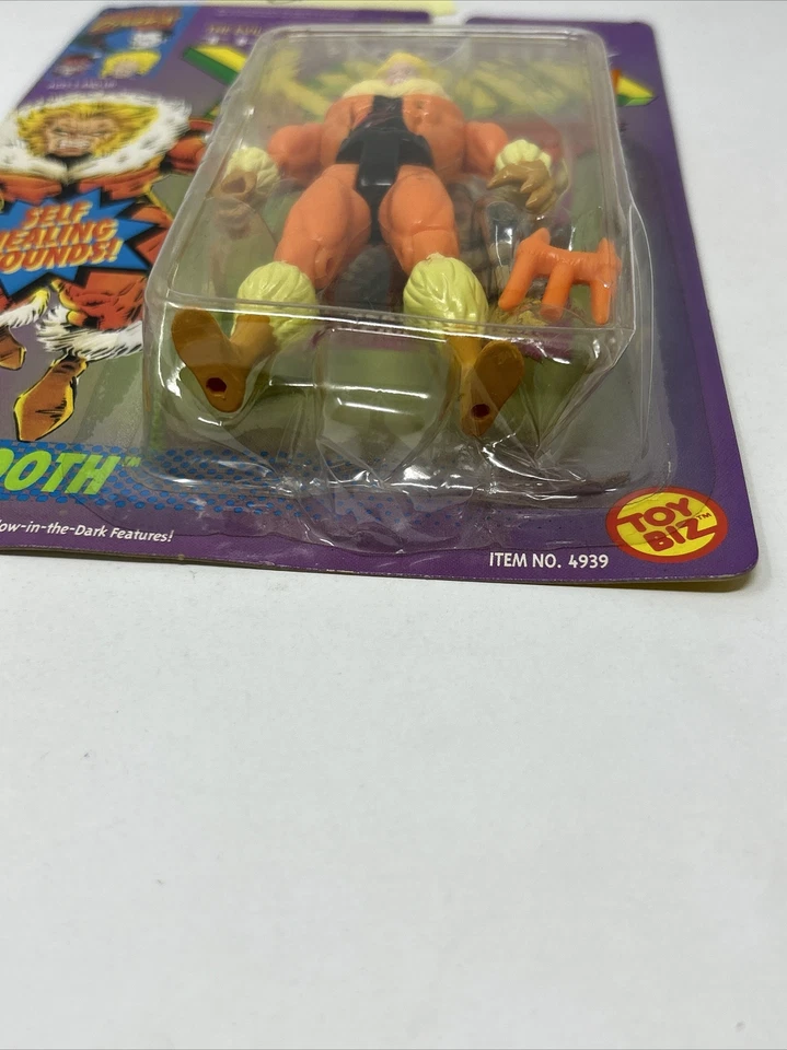 Marvel The Uncanny X-Men Diente de Sable Toy Biz 1993 Nuevo E2 ERROR WOLVERINE TARJETERO Foto 3 de 3