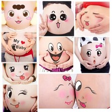 10 Sheets Facial Expressions Pregnancy Baby Bump Belly Stickers