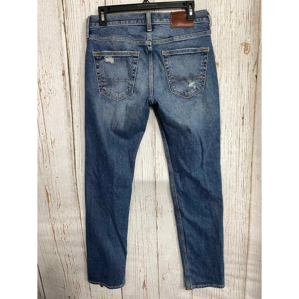 Hollister Men Skinny Ripped Jeans Size 30 Dark Wash Blue Denim