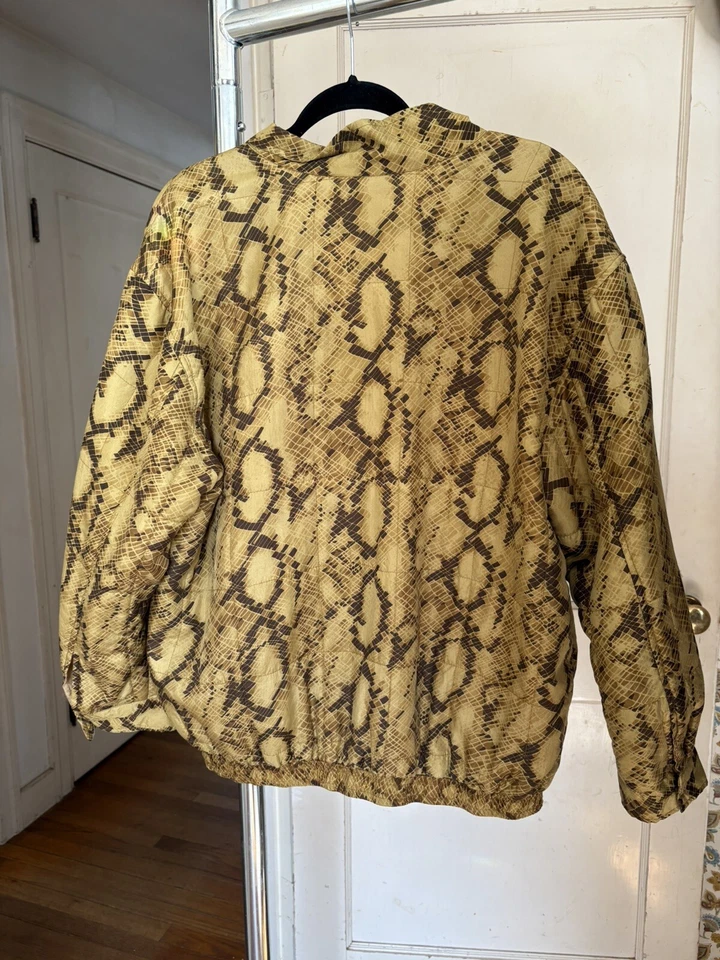 Chaqueta Bomber De Colección Años 80 90 Estampado Piel de Serpiente Cremallera Completa Seda Indie Sordidez Punk Foto 3 de 4