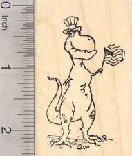 Tyrannosaurus Rex Dinosaur Rubber Stamp with American Flag 4th of July H25319 WM