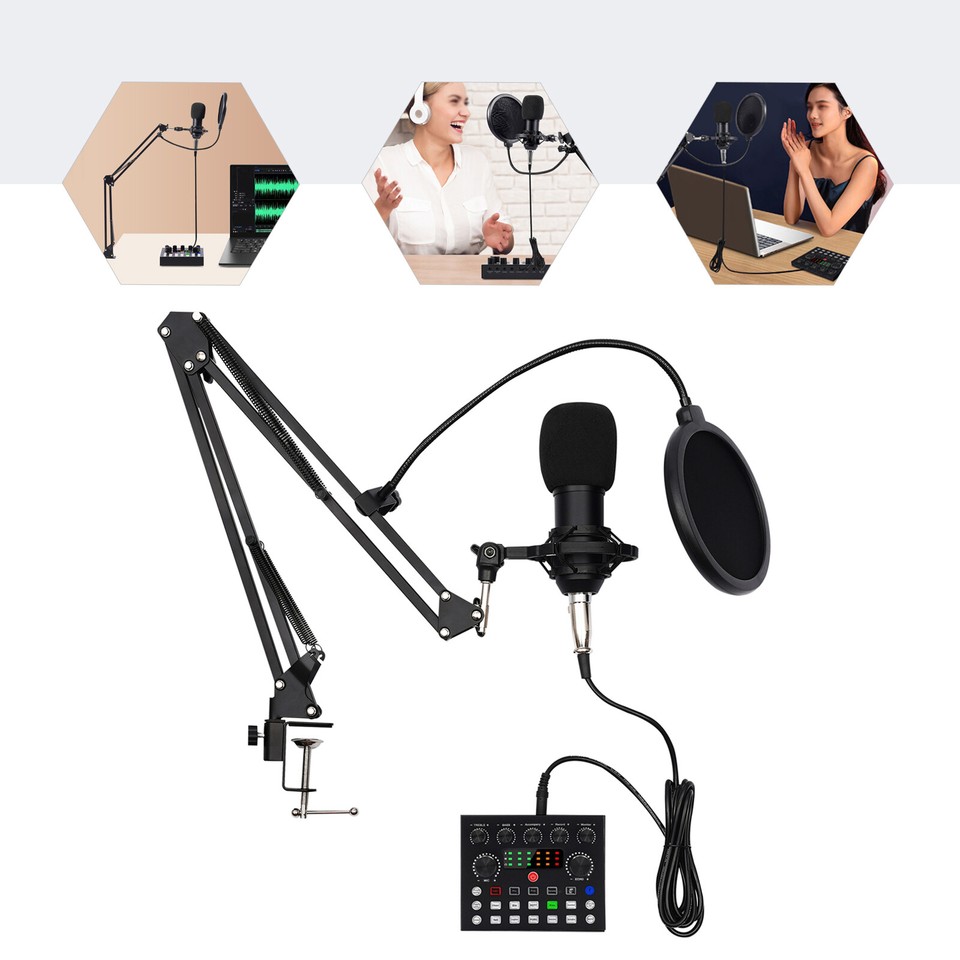 Studio Recording Kit Microphone Set Music Podcast Equipment Mixer