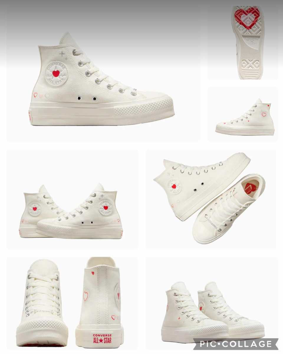 NEW Women CONVERSE Hearts Valentines Valentine's Y2K Day Lift Love Shoes  A09114C