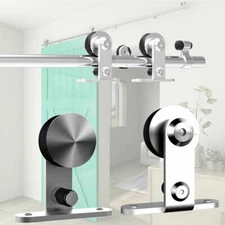 4''-12'' Top-Mount Stainless Steel Barn Door Hardware Track Kit For Single Door