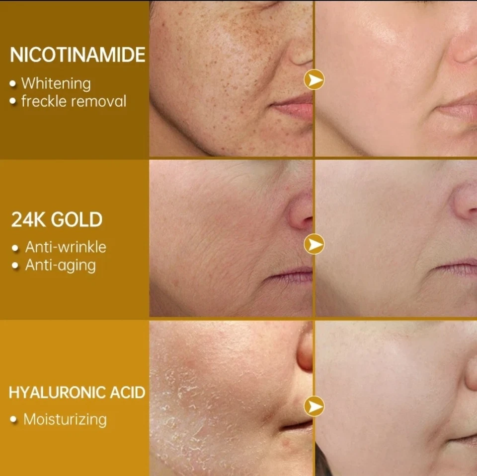 24K Gold Niacinamide Essence Anti-Aging Serum Vitamin C Hyaluronic Acid Collagen - Image 2 of 4