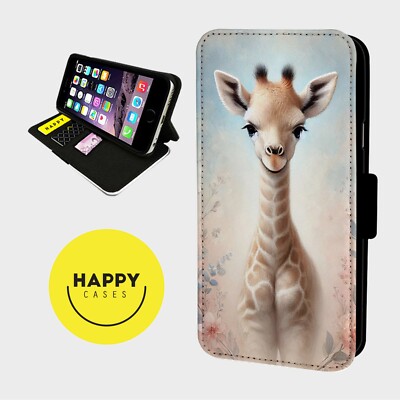SÜSSESTE GIRAFFE BLUMEN - Kunstleder Klapp Handy Hülle Cover - iPhone/Samsung