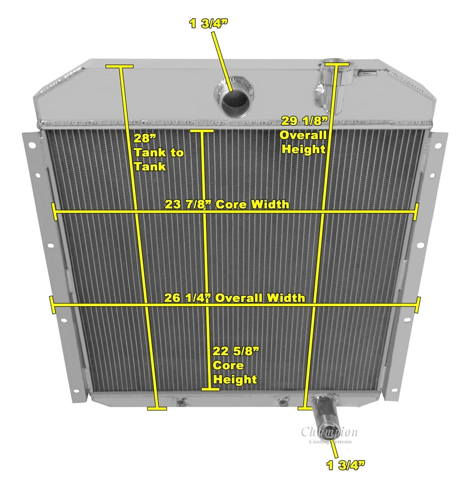 NUEVO CHAMPION 3 FILAS RADIADOR TODO ALUMINIO 55 56 57 58 59 GMC camioneta pickup Foto 3 de 4