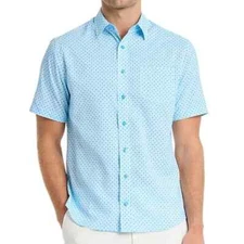 Nick Graham Men's Performance Short Sleeve Woven Sport Shirt Size XXL Turquoise