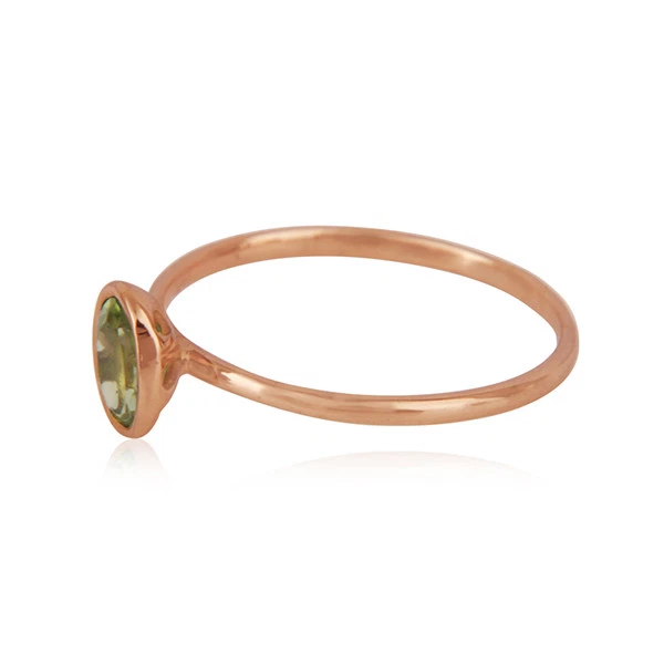 Natural Peridot 18K Rose Gold Plated 925 Sterling Silver Ring Gemstone Jewelry  - Image 3 of 4