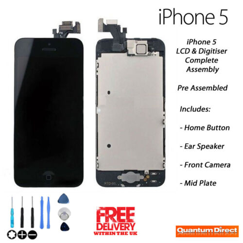 NEW iPhone 5 Retina LCD & Digitiser Touch Screen Assembly with Parts - BLACK