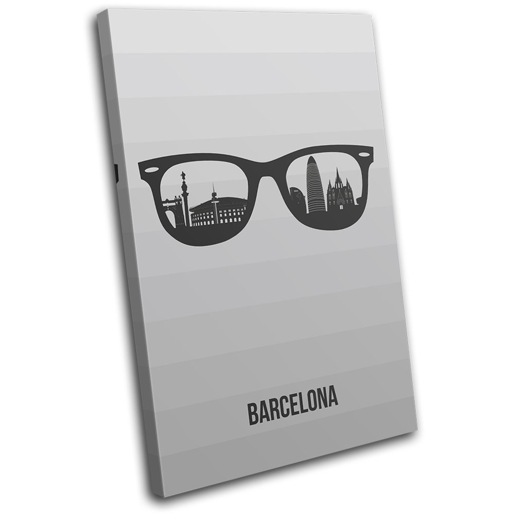 Barcelona Skyline Sunglasses City SINGLE LONA pared arte Foto impresion