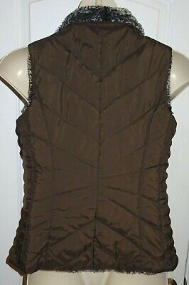 Vest Reversible Weatherproof Brown & Black White Fluffy Zip Vest Reversible Weatherproof Brown & Black White Fluffy Zip