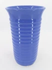 Vintage HULL Pottery Blue Ring Ware Vase 8.25" tall