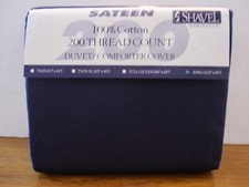 Vintage Shavel King Size Duvet Cover Navy Blue Cotton Sateen New in Package