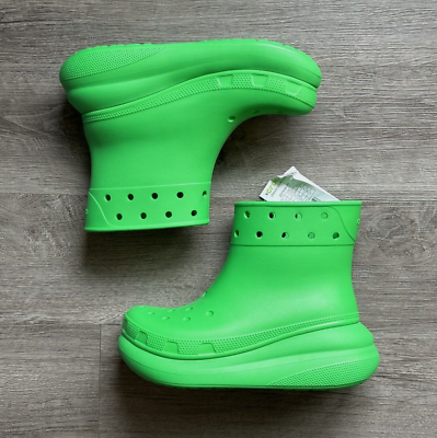 新品タグ付きCrocs Classic Crush Boot 24cm グリーン Crocs Classic Crush Green Grass Waterproof 6