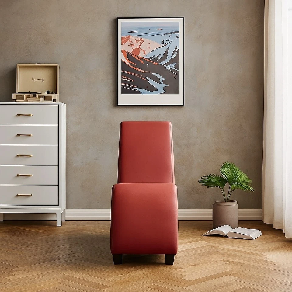 "Chaise salón de yoga relax de cuero sintético rojo 68,5""D moderno" Foto 4 de 4