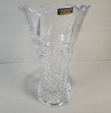 Crystalite Bohemia Tall Clear Glass Vase 7 5/8" New