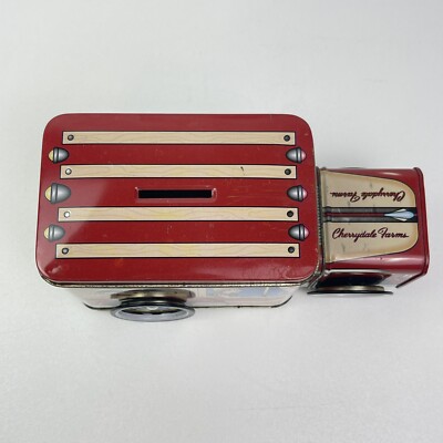 Vintage Cherrydale Farms Tin Delivery Truck Coin Bank | eBay