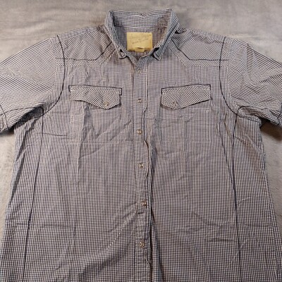 American Rag Cie Shirt Mens XL Black White Check Button Up 100% Organic Cotton