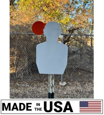 [SR] 3/8'' Steel Hostage Target 7''x12'' Torso w/ Paddle Reactive IDPA for T-Post
