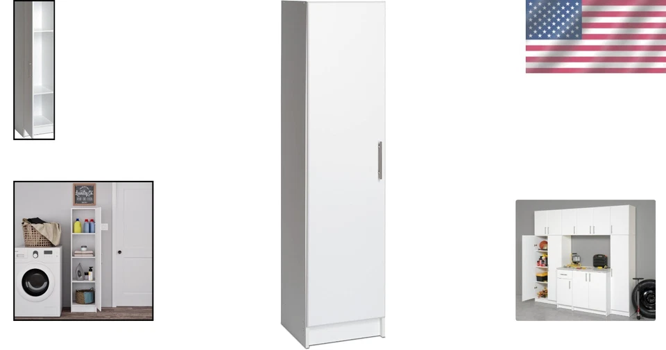 Elegante Armario de Almacenamiento Independiente de 16" con Estantes Ajustables - Acabado Blanco Foto 2 de 4