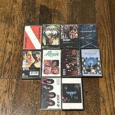 Vintage Cassette Lot Of 10 Hard Rock 70s 80s AC/DC Poison Styx Kiss Van Halen