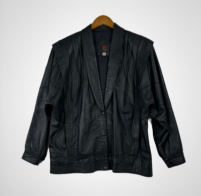 Lee Vintage 1970s / 1980s Camperas Contex Cueros Black Leather Jacket Size XL