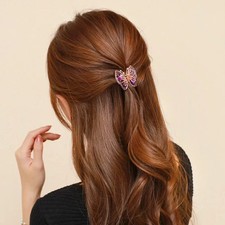 Butterfly Rhinestone Hair Claw Small Elegant Hairpin Glitter Shiny Pearl.